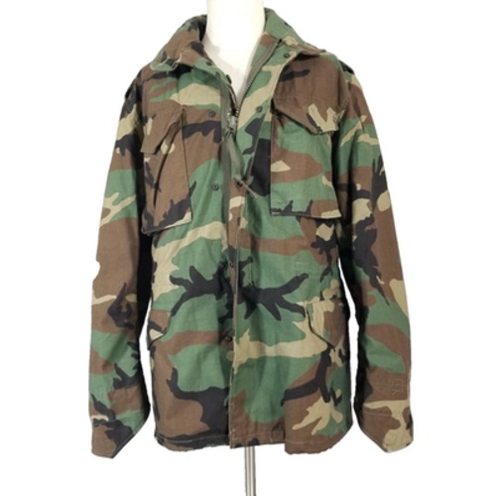 Centre Industries Field Coat Men L Green Woodland Camo A54 Military Jacket Lined